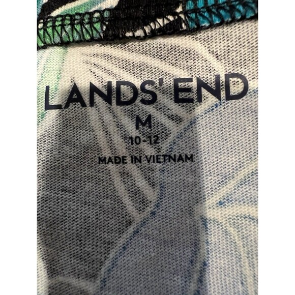 Lands' End Shift Dress Tropical Floral Pockets V Neck Cotton Medium - Picture 6 of 8